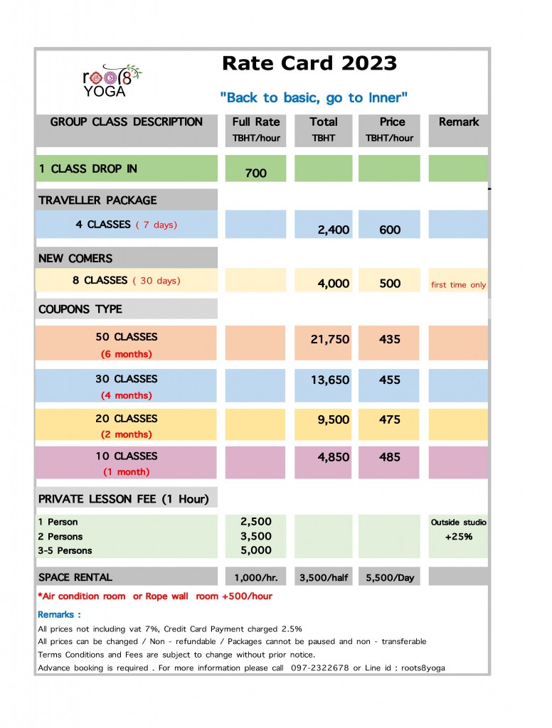 rate card 2023
